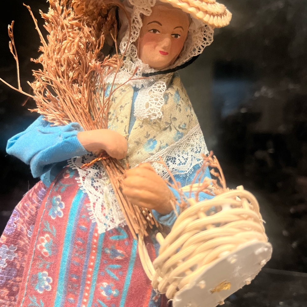 Handcrafted Folk Art Doll with Basket